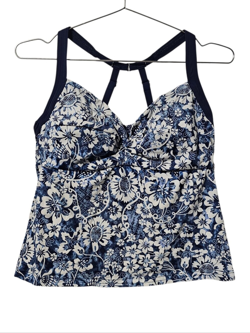 Title Nine Pele Tankini Swim Top – Women’s 36C | Navy & White Floral